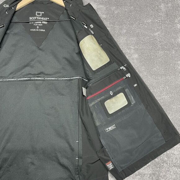 ScotteVest Mens Small Black RFID Travel TEC Vest Jacket Full Zip Pockets - Picture 7 of 15